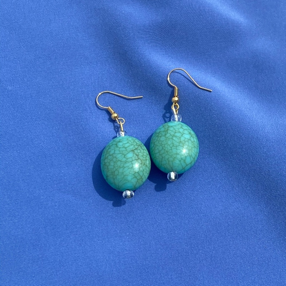 Turquoise drop earrings! Made by me ✨